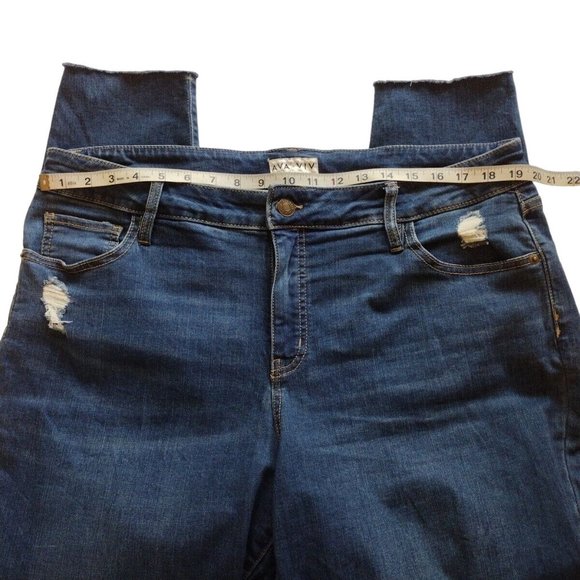 Ava Viv Jeans Womens 18w Distressed Stretch Raw Hem - Picture 3 of 13